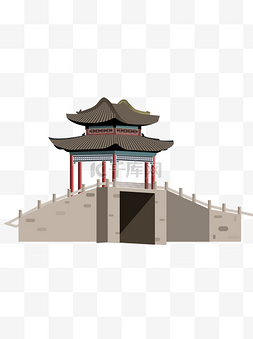 卡通手绘古风建筑插画设计元素