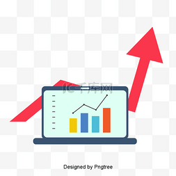 上升的红色箭头图片_简单而现代的卡通手机收入要素