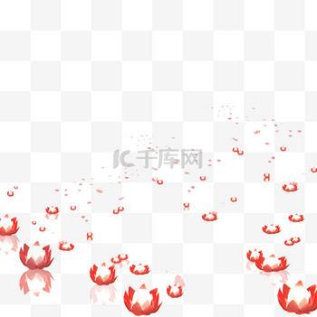 元宵节中秋节红色白色放河灯唯美梦幻免扣png