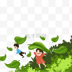 生态树林图片_男孩和女孩在树林里免抠图