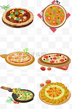 黄金榴莲披萨图片_特色美味披萨手绘插画