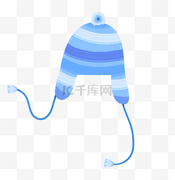 帽子冬季毛线蓝色手绘免扣