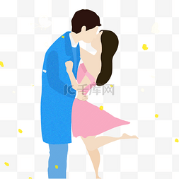 手绘亲吻人物图片_卡通手绘情人节亲吻的情侣插画