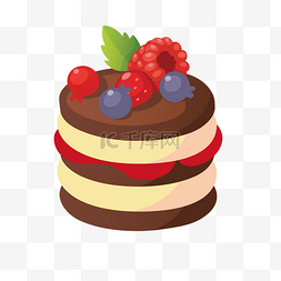 草莓绿色叶子图片_巧克力水果蛋糕