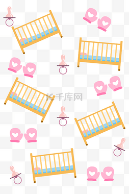 手绘母婴插画图片_手绘母婴婴儿床底纹