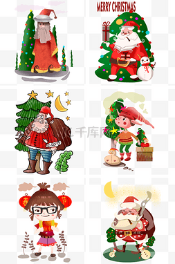 圣诞节人物雪人图片_圣诞节人物合集插画
