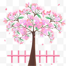 春天粉色樱花树花瓣飘落PNG免扣