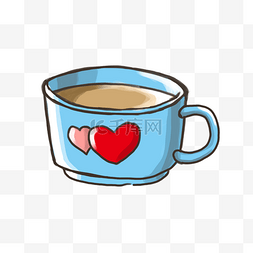 咖啡杯子手绘图片_爱心杯子手绘咖啡杯