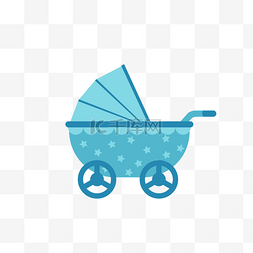 蓝色卡通的婴儿车