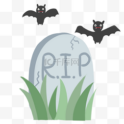 恐怖墓碑蝙蝠海报插画