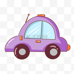 汽车车轮插画图片_紫色的汽车手绘插画