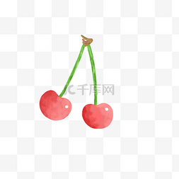 手绘红色水彩图片_水彩纹理樱桃PNG