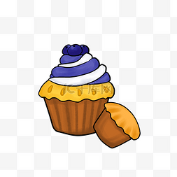 手绘甜点矢量图图片_美味甜点蓝莓蛋糕插画