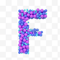 蓝色立体字母图片_C4D气球立体字母F元素