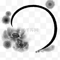 中国风牡丹背景图片_水墨黑色牡丹墨点装饰
