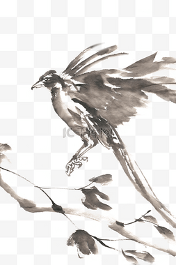 水墨飞翔的鸟图片_飞翔的鸟水墨画PNG免抠素材
