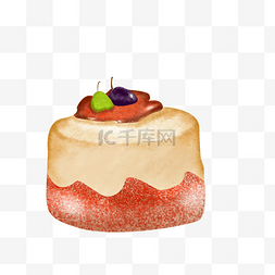 红色糕点点心草莓蛋糕甜品手绘插