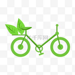 骑二八自行车的人图片_绿色出行手绘插画