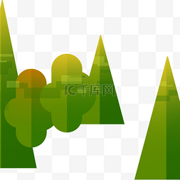 绿色几何渐变图片_树林卡通png素材