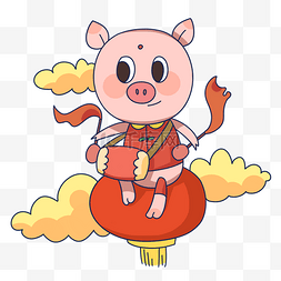 猪宝宝图片_手绘新年打腰鼓小猪插画