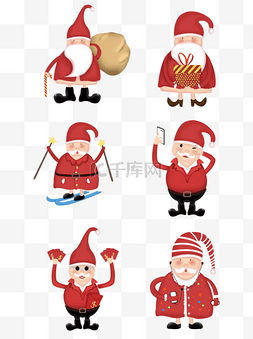 圣诞老人滑雪图片_圣诞节插图圣诞老人创意素材