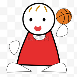 红色手绘篮球运动员