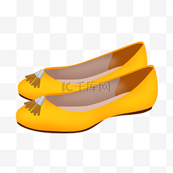 时尚黄色平底鞋插画