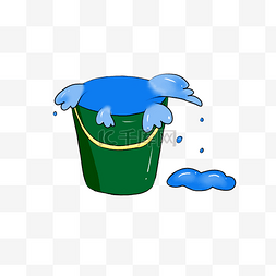 装满水的水桶图片_装满水的绿色水桶