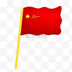 红旗中国风图片_红色八一旗帜插画