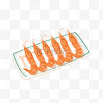 一盘虾插画