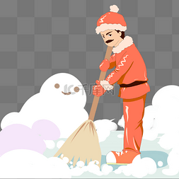 小雪扫雪人物
