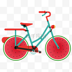 手绘自行车图片_夏季装饰西瓜自行车元素