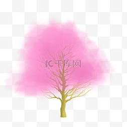 粉色手绘梦幻文艺大树