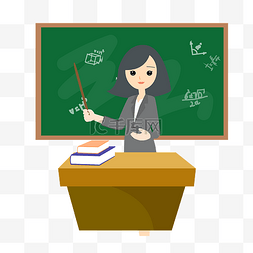 教室数学图片_矢量卡通女孩黑板