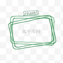免抠照片框图片_绿色边框几何重叠元素