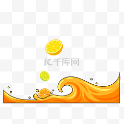 矢量卡通扁平化图片_矢量卡通扁平化橙子海浪边框