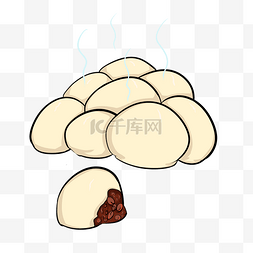 豆包子图片_手绘传统美食粘豆包插画
