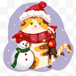 大小雪人图片_手绘圣诞节雪人插画