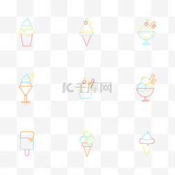样式多样图片_夏日冰淇淋马卡龙配色图标