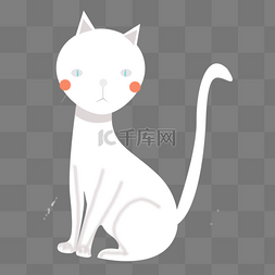 猫抬头图片_可爱白色猫咪手绘插画psd