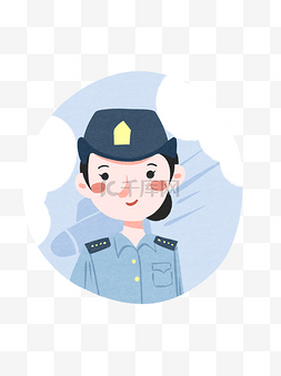国庆节军人空军女兵蓝色扁平卡通