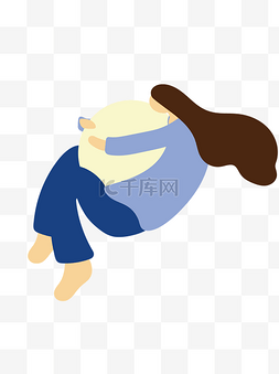 女孩睡觉的插画图片_扁平化睡觉的小女孩矢量设计