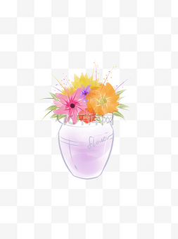 手绘花束之一罐五彩缤纷的鲜花FLO