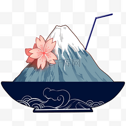 富士山美食装饰插画