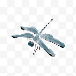 红蜻蜓图图片_手绘水墨蜻蜓插画