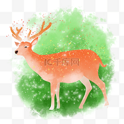麋鹿梦幻星空图片_手绘色彩梦幻森林精灵之森林金鹿
