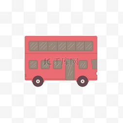 扁平工具矢量图片_矢量手绘卡通红色大巴车