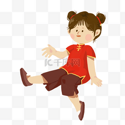 卡通动漫图小女孩图片_卡通红色衣服女孩免抠图