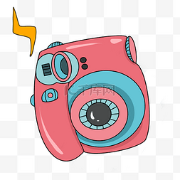 照相机粉色图片_照相机Q版手绘写实化相机镜头蓝