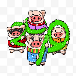 卡通可爱小猪新年祝福2019png透明
